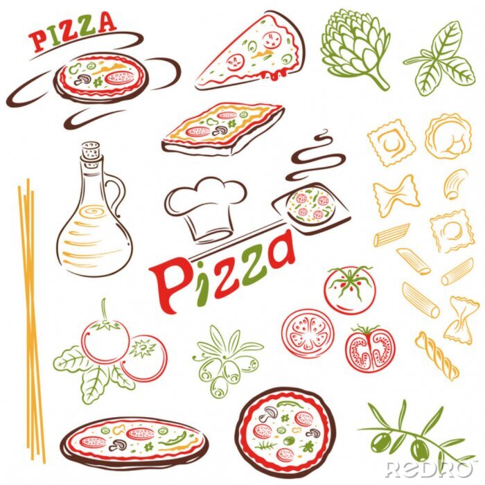 Sticker Italiaanse pizza en pasta