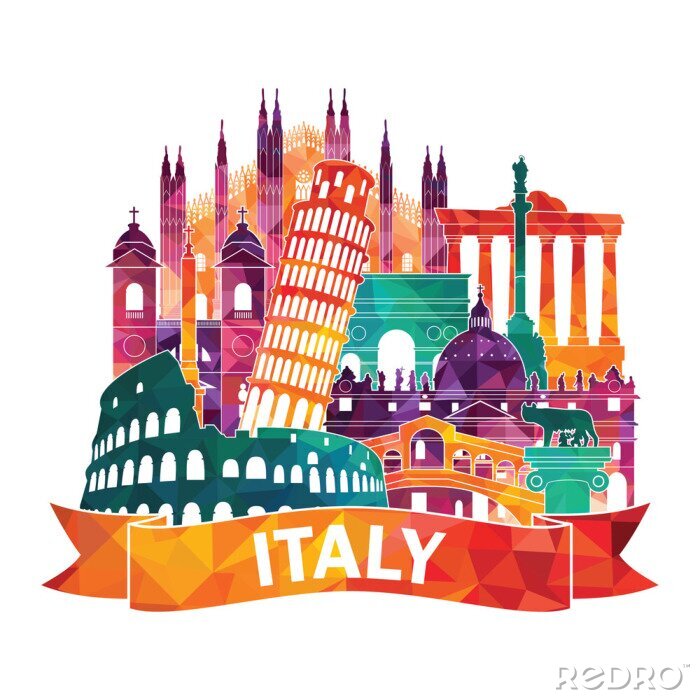 Sticker Italië. vector illustratie