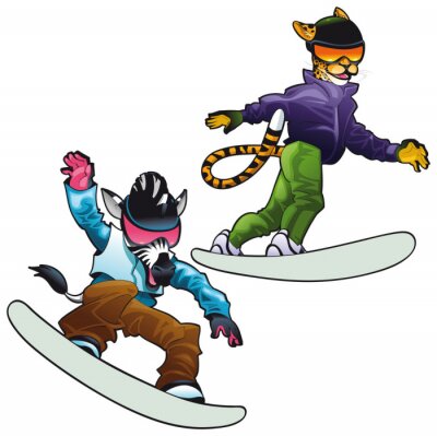 Sticker Jachtluipaard en zebra op snowboards