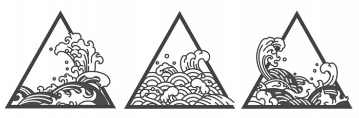Sticker Japan water wave triangle tattoo.