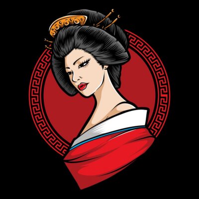 Sticker japanese  geisha character vector logo