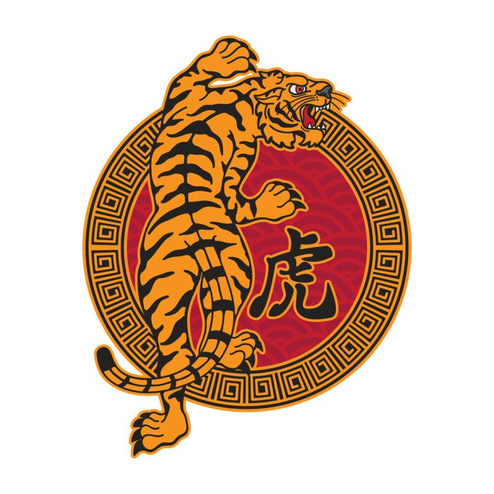 Sticker japanese tiger tattoo traditional