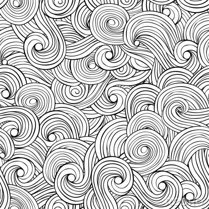 Sticker Japanse zwart-witte golven