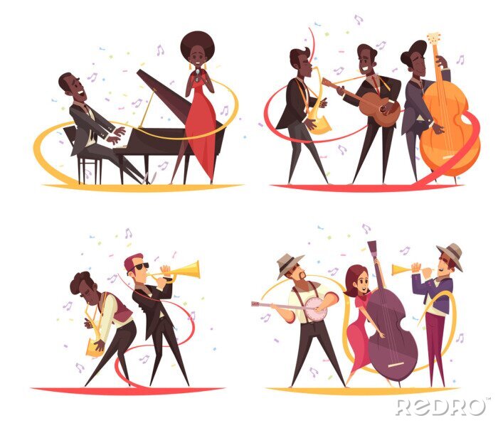Sticker Jazz Musicians Design Concept