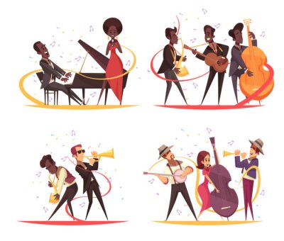 Sticker Jazz Musicians Design Concept