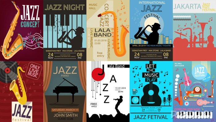 Sticker Jazz muziek Poster