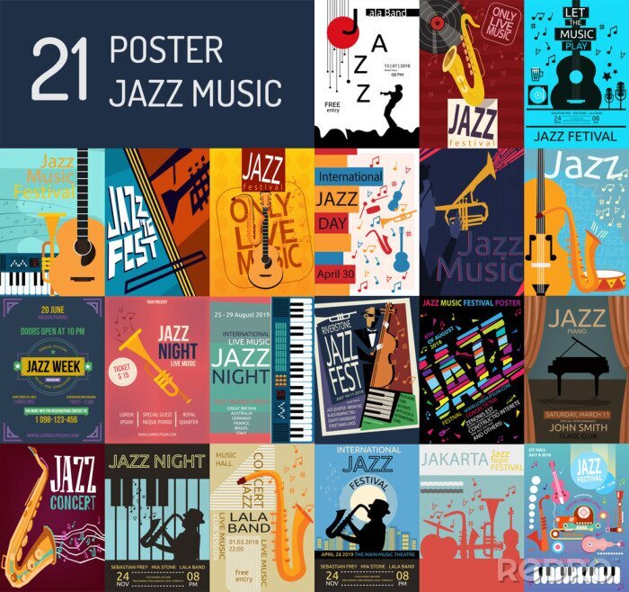 Sticker Jazz muziek Poster