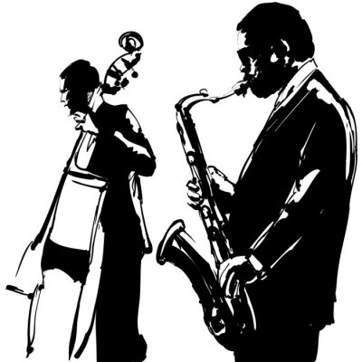 Sticker Jazz  with saxophone and double-bass