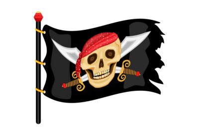 Sticker Jolly Roger piratenvlag met schedel