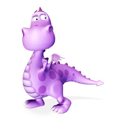 Sticker Jonge roze draak 3D-rendering