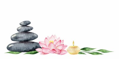 Sticker Kaarslotusbloem en stenen delicate illustratie