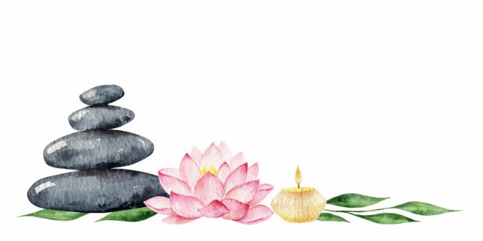 Sticker Kaarslotusbloem en stenen delicate illustratie