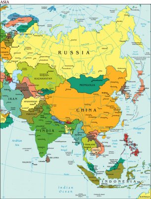 Kaart van Azië op een globe
