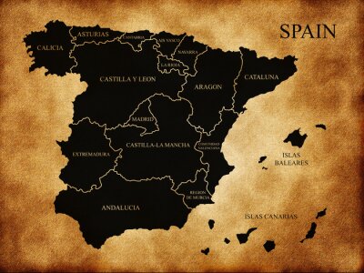 Sticker Kaart van de administratieve afdelingen van Spanje