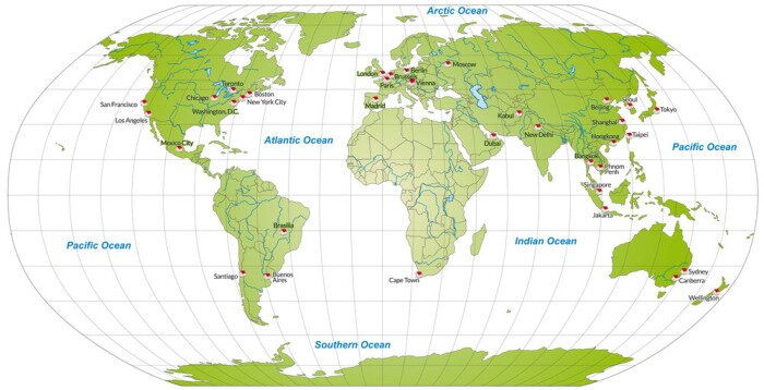 Sticker Kaart van de wereld