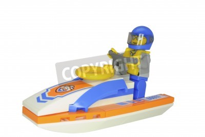 Sticker Karakter op een jetski LEGO constructie