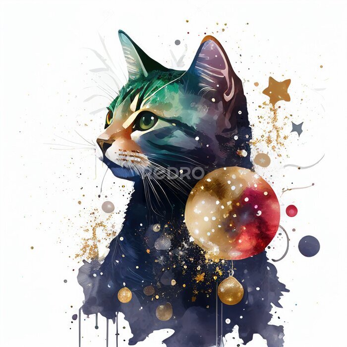 Sticker Kat en sterren thema