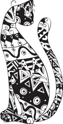 Sticker kat met een sieraad op het lichaam