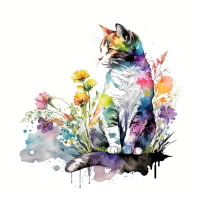 Sticker Kat op de weide