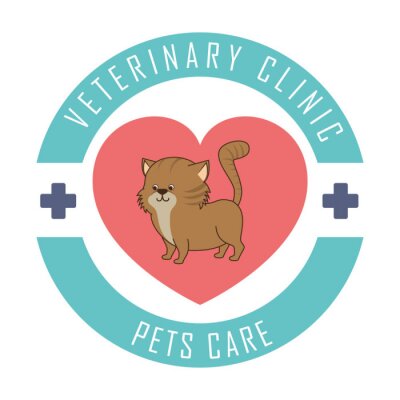 Sticker Katten Grafische afbeeldingen van katten die reclame maken voor een dierenkliniek