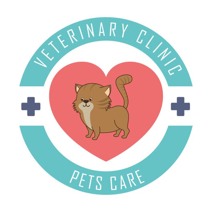 Sticker Katten Grafische afbeeldingen van katten die reclame maken voor een dierenkliniek