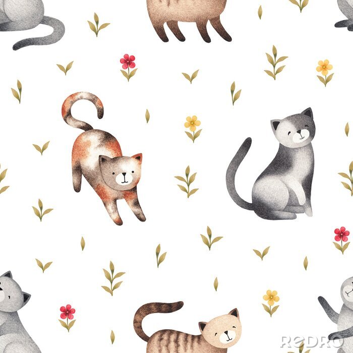 Sticker Katten in aquarel voor kinderen