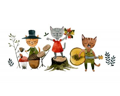 Sticker katten zingen een lied