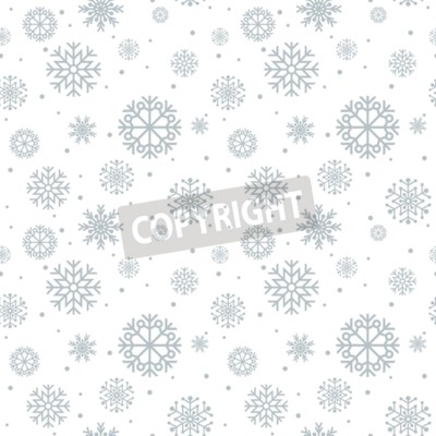 Sticker Kerst naadloze patroon. Blauwe achtergrond met sneeuwvlokken.