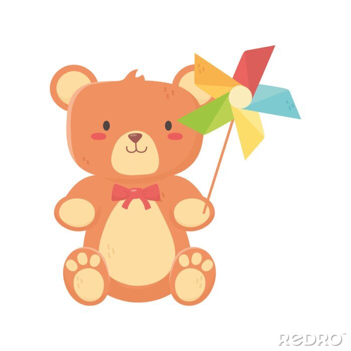 Sticker kids toy, teddy bear and pinwheel with stick toys