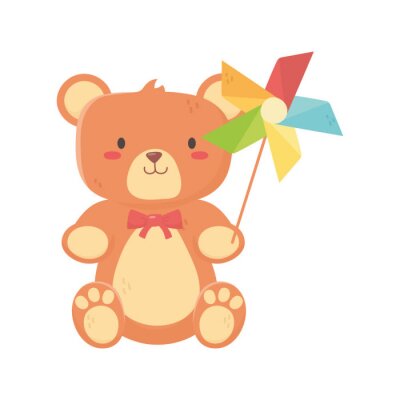 Sticker kids toy, teddy bear and pinwheel with stick toys