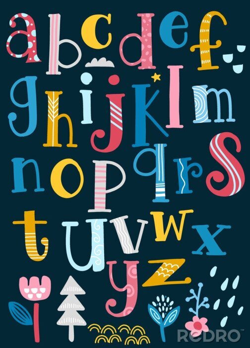 Sticker Kinderalfabet met decoratieve letters