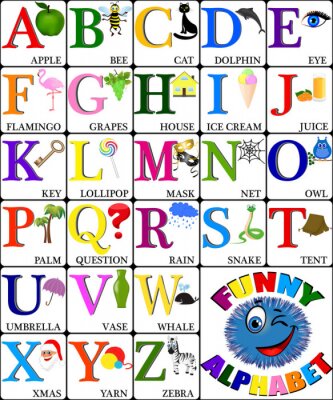 Sticker Kinderalfabet met illustraties voor de letters
