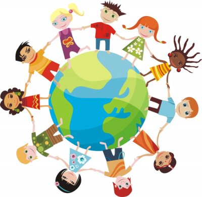 Sticker Kinderen van over de hele wereld over de hele wereld