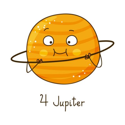 Sticker Kinderplaneet glimlachend Jupiter-kunstwerk