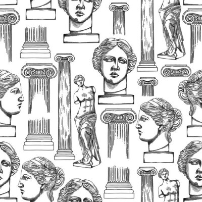 Sticker Klassiek patroon van Venus de Milo en kolommen