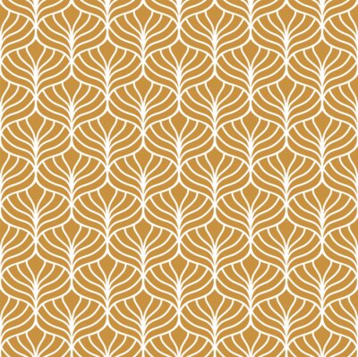 Klassieke gouden bladeren art deco naadloze patroon. Geometrische stijlvolle sieraad. Vector antieke textuur.