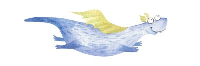 Sticker Kleine blauwe draak