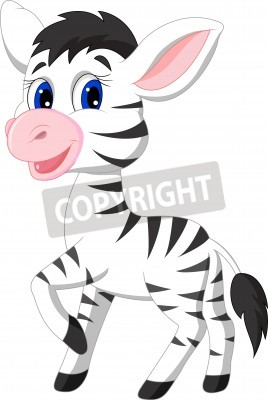 Sticker Kleine blauwogige zebra illustratie voor kinderen