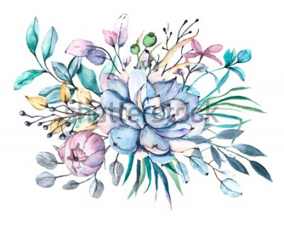 Sticker Kleine bloemen in blauw