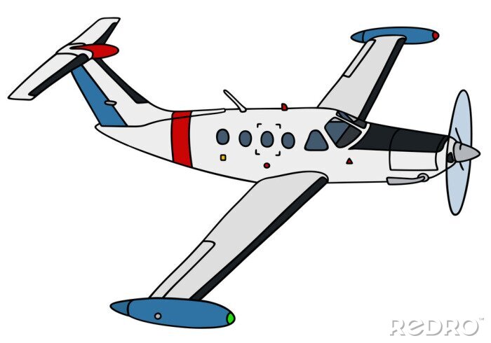 Sticker Kleine horloge vliegtuig / tekening van de hand, vector illustratie