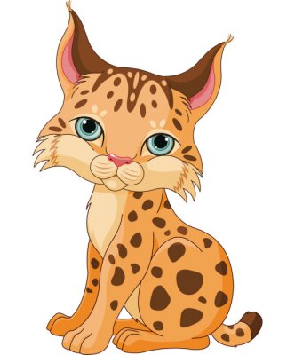 Sticker Kleine lynx cartoon stijl illustratie