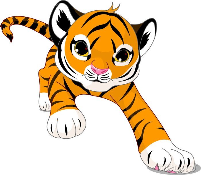 Sticker Kleine sluipende tijger