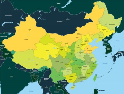 Sticker Kleur kaart van China