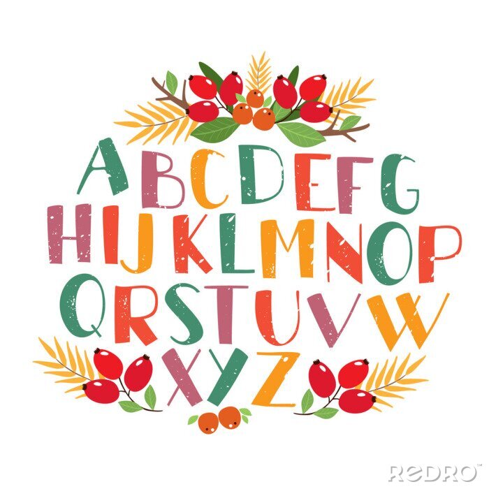 Sticker Kleurrijk alfabet in herfststijl