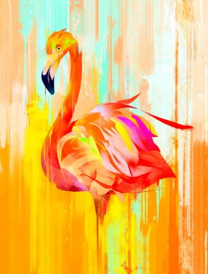 Kleurrijk geschilderde flamingo