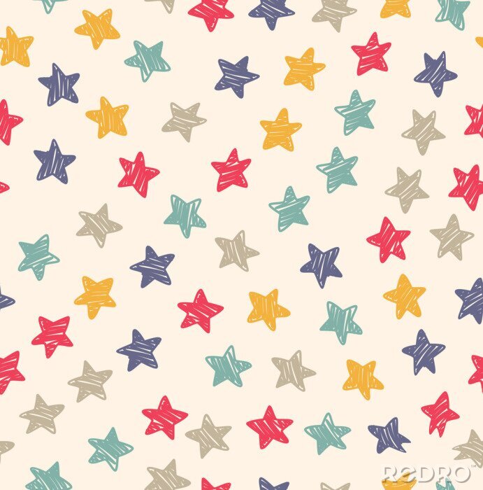 Sticker Kleurrijk geschilderde sterren