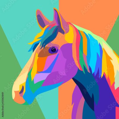 Sticker Kleurrijk paard in pop-artstijl