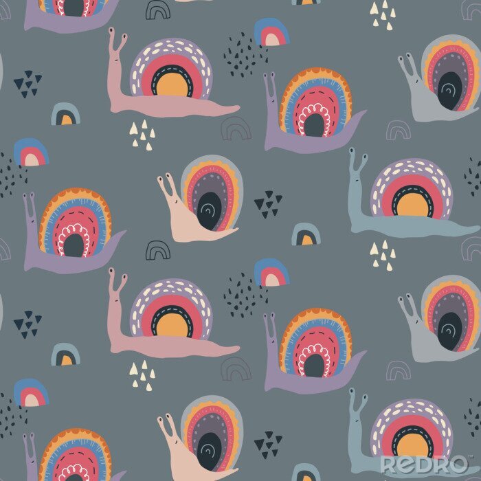 Sticker Kleurrijke abstracte slakken met regenbogen