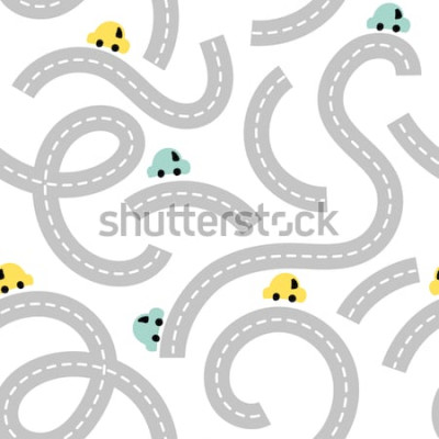 Sticker Kleurrijke auto's tussen verwrongen asfaltwegen