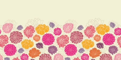 Sticker Kleurrijke bloemen op een crèmekleurige achtergrond